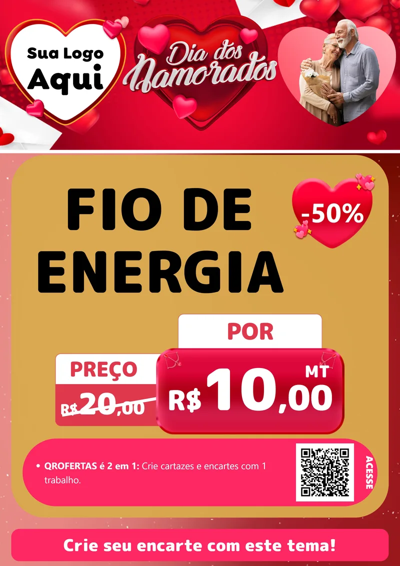 Modelo de Cartaz para Cartaz A4 Vertical com o tema Dia Dos Namorados para Materiais Elétricos