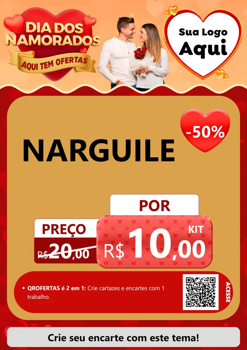 Modelo de Cartaz para Cartaz A4 Vertical com o tema Dia dos Namorados - Aqui Tem Ofertas para Tabacaria