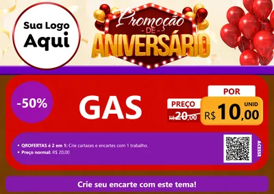 Modelo de Cartaz para Cartaz A4 Horizontal com o tema Promoção de Aniversário para Água e gás