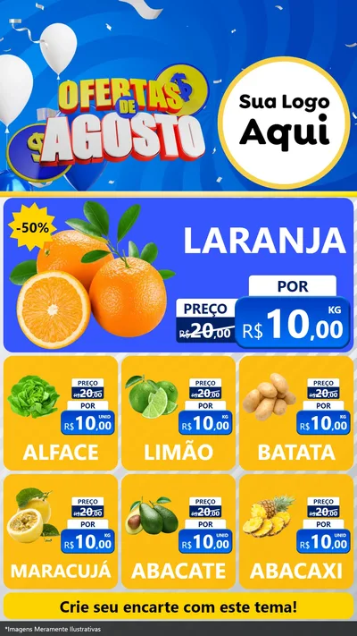 Modelo de Rede Social para Stories com o tema Ofertas de Agosto para Hortifrúti