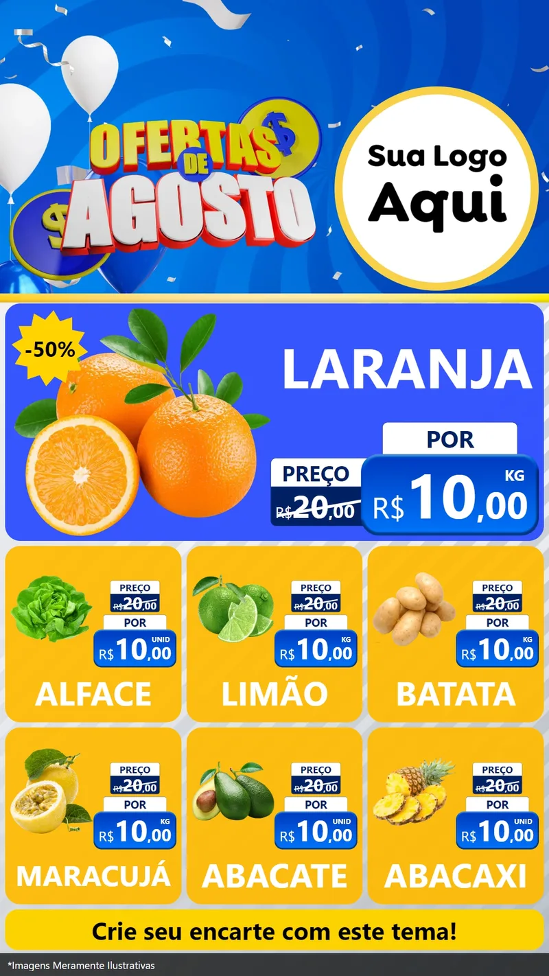 Modelo de Rede Social para Stories com o tema Ofertas de Agosto para Hortifrúti