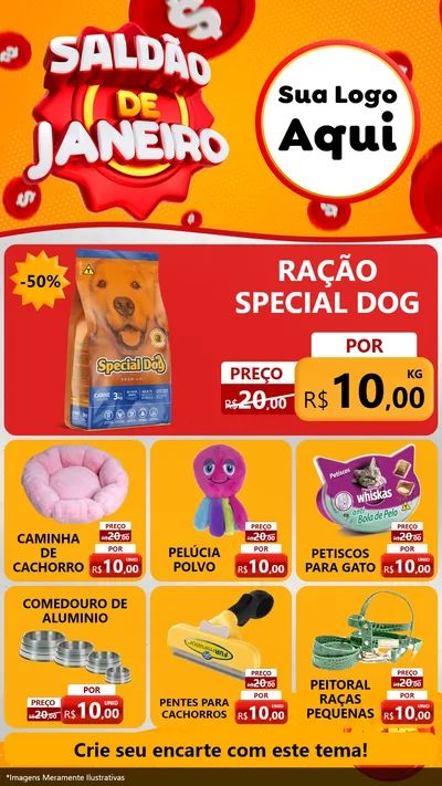 Modelo de Rede Social para Stories com o tema Saldão de Janeiro para Pet Shop
