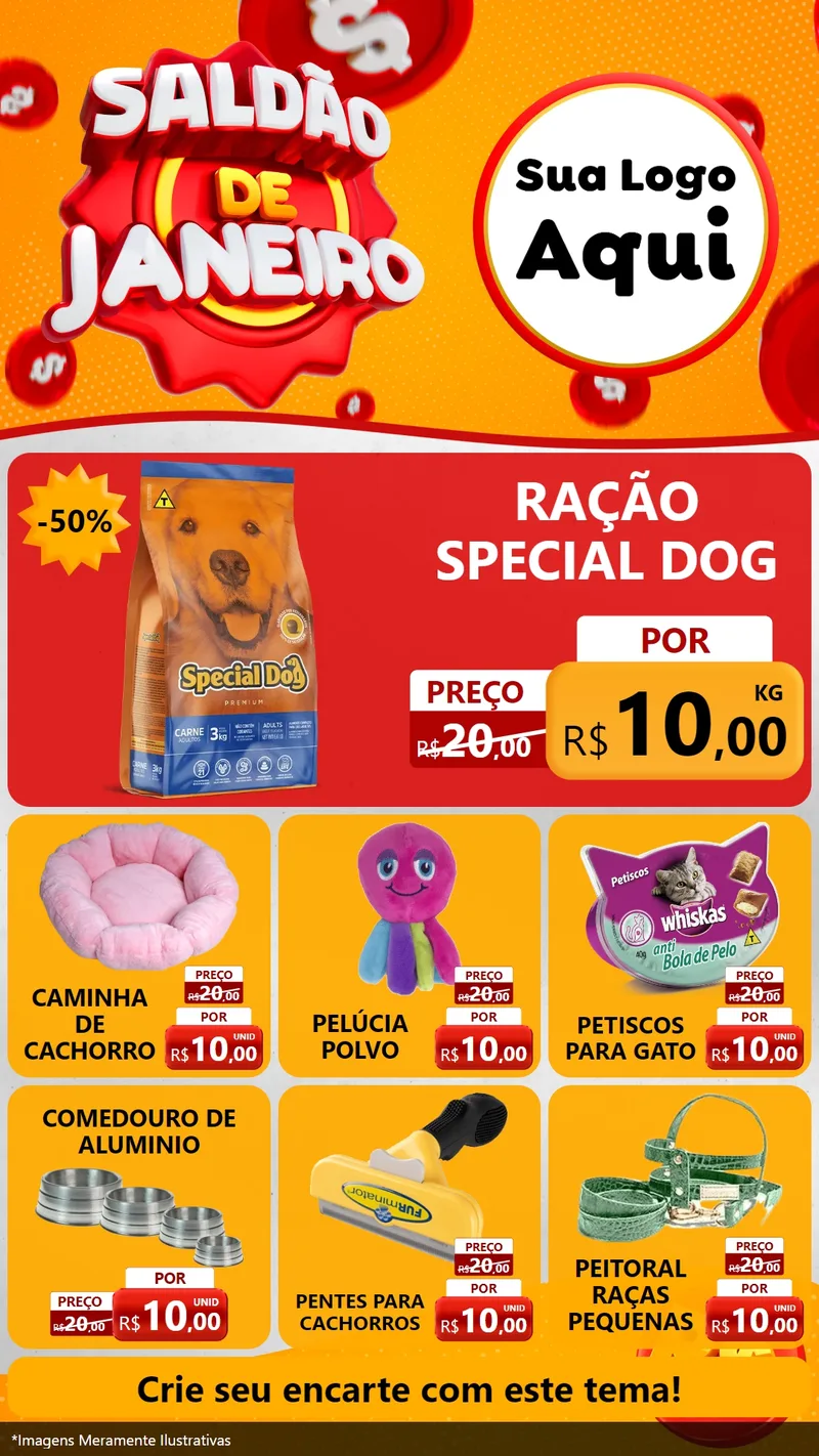 Modelo de Rede Social para Stories com o tema Saldão de Janeiro para Pet Shop