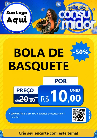Modelo de Cartaz para Cartaz A4 Vertical com o tema Mês do Consumidor para Artigos Esportivos
