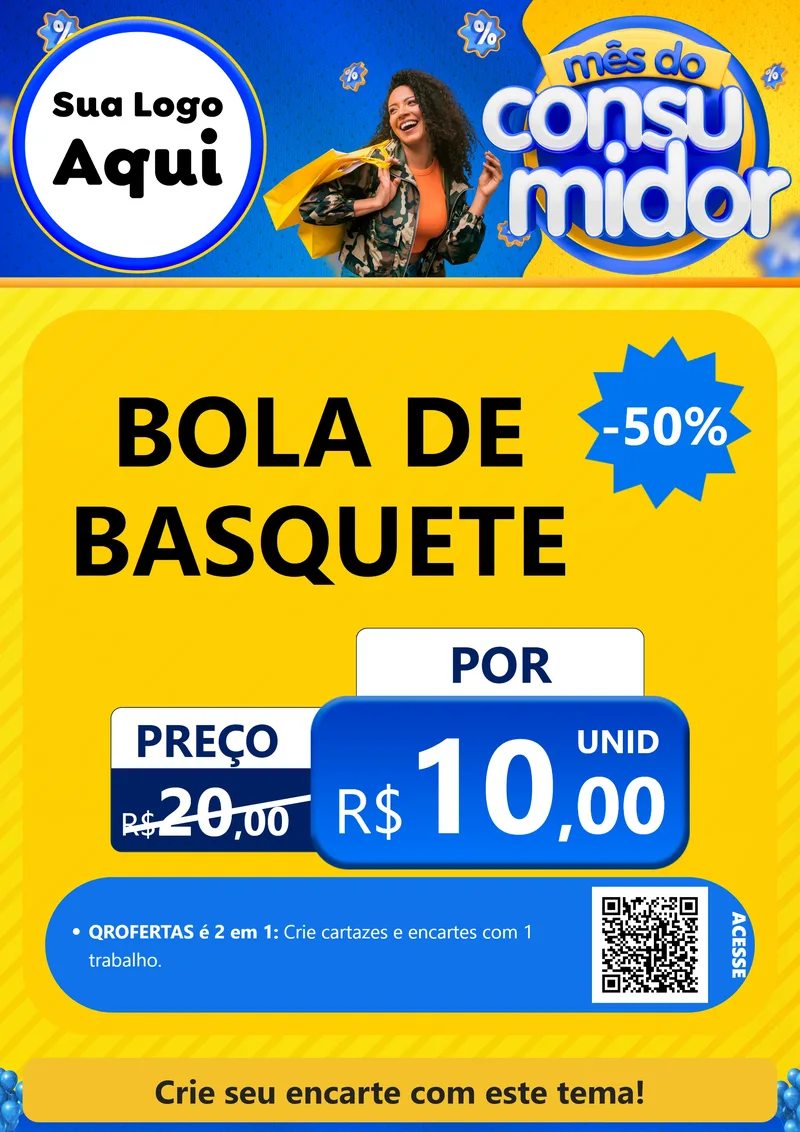 Modelo de Cartaz para Cartaz A4 Vertical com o tema Mês do Consumidor para Artigos Esportivos