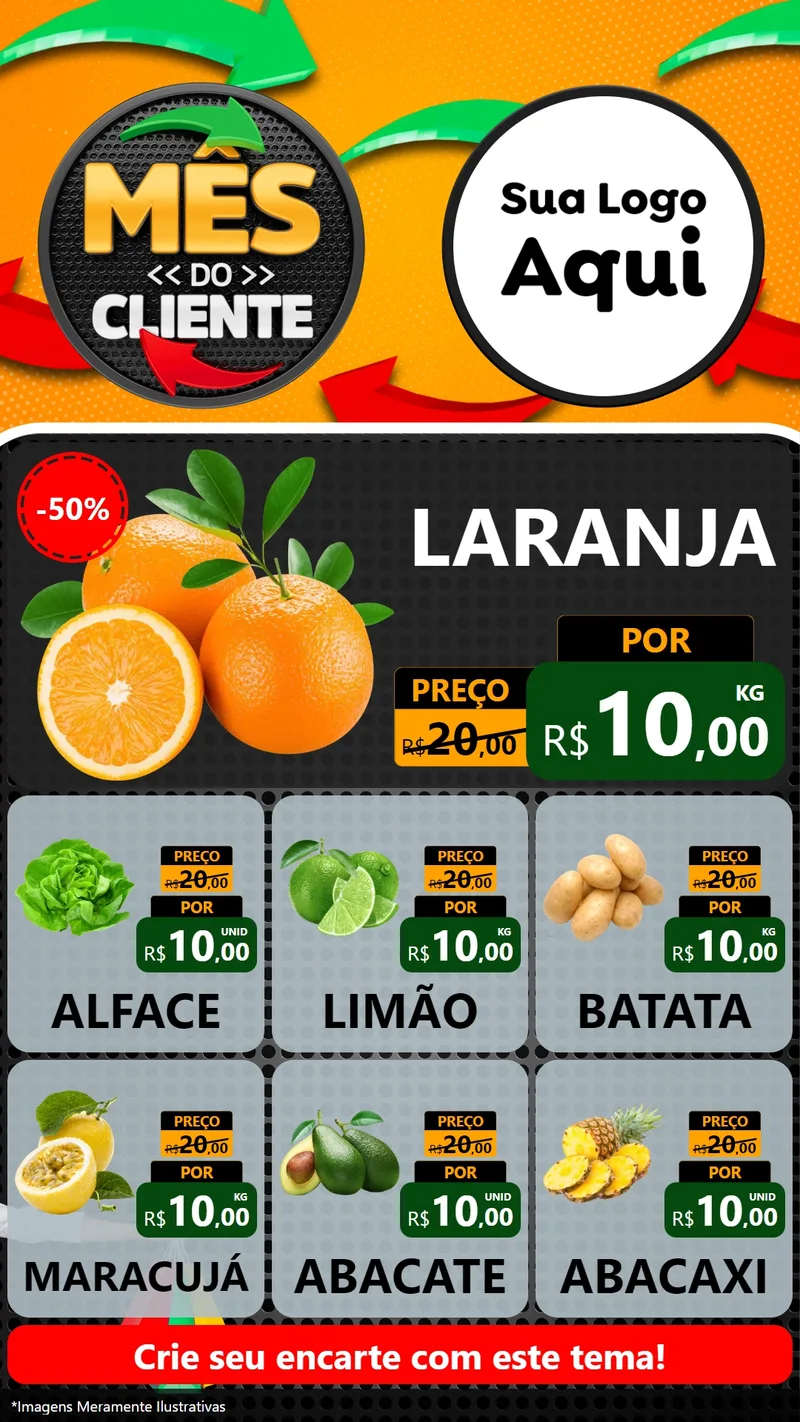 Modelo de Rede Social para Stories com o tema Mês do Cliente para Hortifrúti