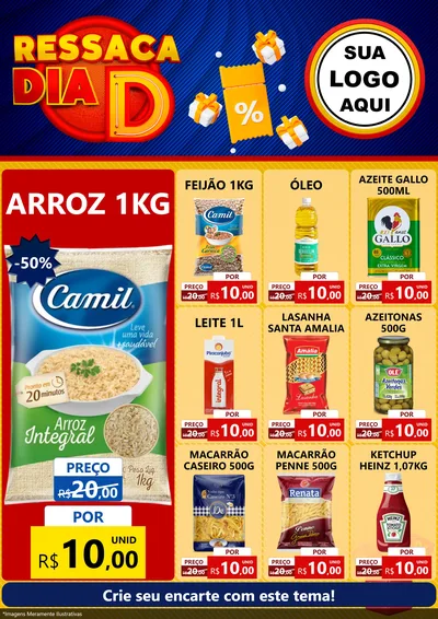 Modelo de Encarte para Encarte A4 Vertical com o tema Ressaca Dia D para Supermercado