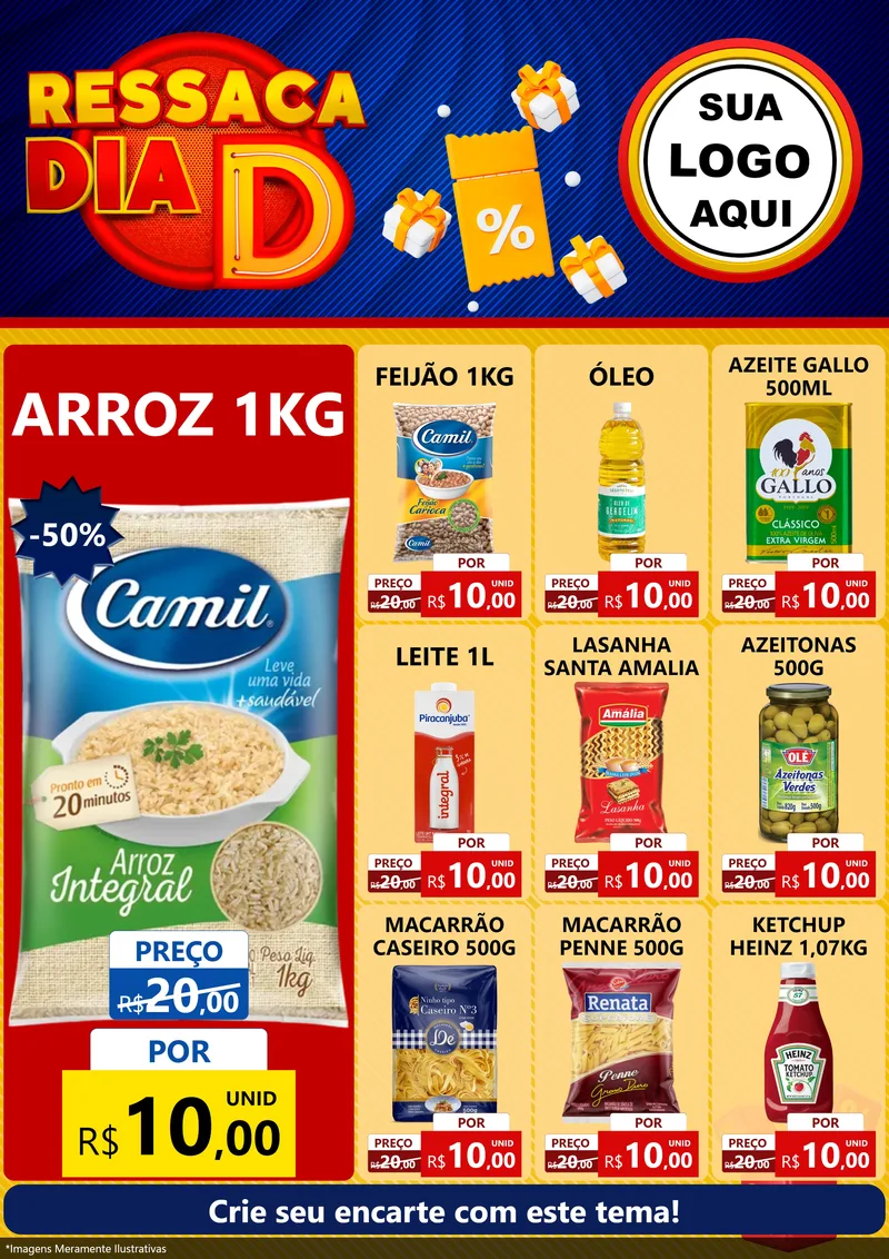 Modelo de Encarte para Encarte A4 Vertical com o tema Ressaca Dia D para Supermercado