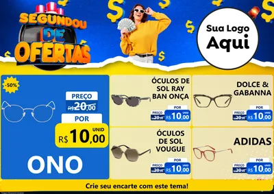 Modelo de Encarte para Encarte A4 Horizontal com o tema Segundou de Ofertas para Óticas