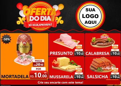 Modelo de Encarte para Encarte A4 Horizontal com o tema Oferta do Dia - Só hoje, Aproveite! para Frios e Laticínios