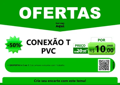 Modelo de Cartaz para Cartaz A4 Horizontal com o tema Ofertas Verde Cartaz para Tubos e conexões