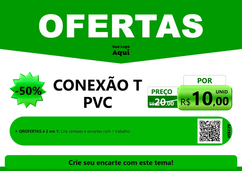 Modelo de Cartaz para Cartaz A4 Horizontal com o tema Ofertas Verde Cartaz para Tubos e conexões