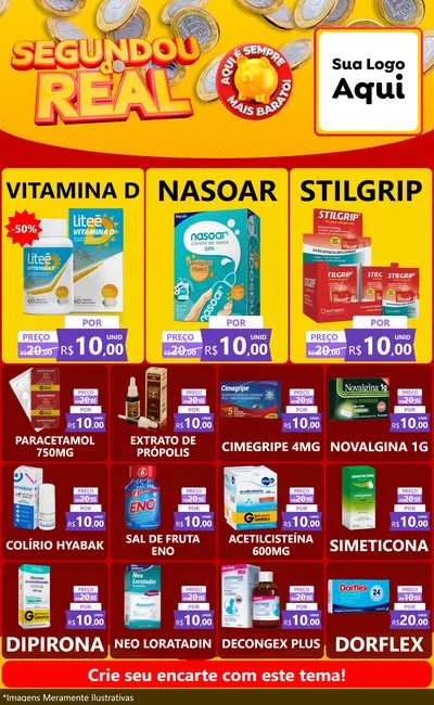 Modelo de Encarte para Encarte Grande com o tema Segundou do Real para Farmácia
