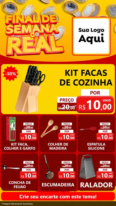Modelo de Rede Social para Stories com o tema Final de Semana do Real para Utilidades Domésticas