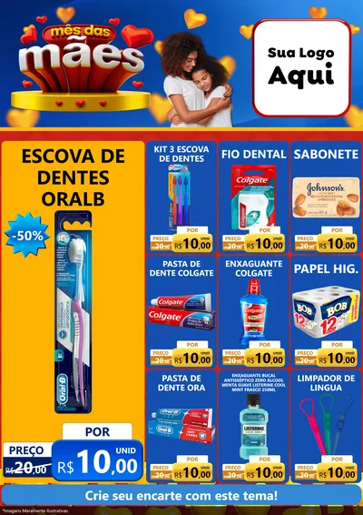 Modelo de Encarte para Encarte A4 Vertical com o tema Mês das Mães para Higiene Pessoal