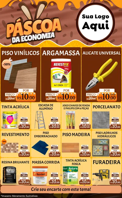 Modelo de Encarte para Encarte Grande com o tema Páscoa da Economia para Material para Construção