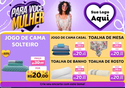 Modelo de Encarte para Encarte A4 Horizontal com o tema Para Você, Mulher para Cama, Mesa e Banho