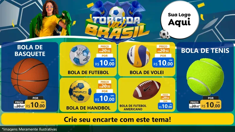 Modelo de TV para TV Horizontal com o tema Torcida Vai Brasil - Copa para Artigos Esportivos