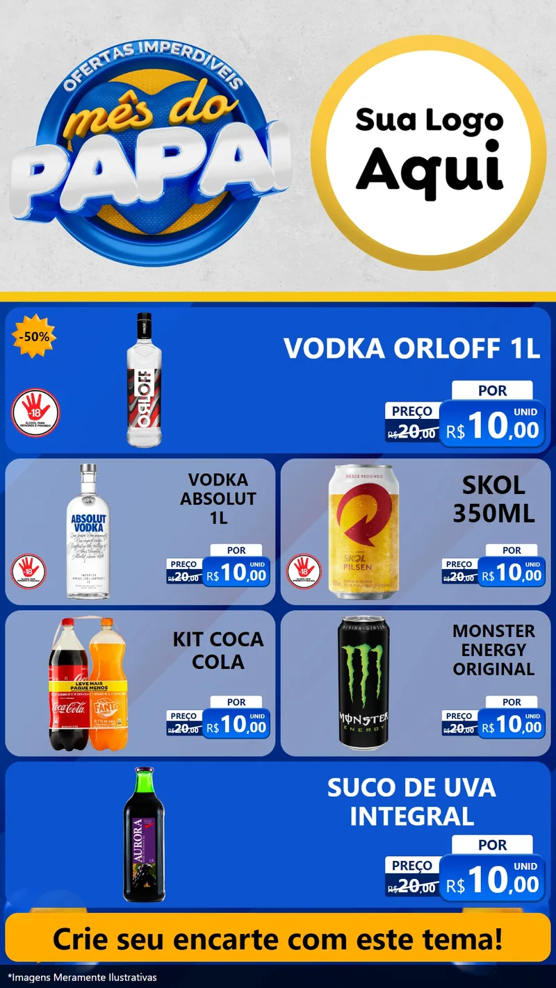 Modelo de TV para TV Vertical com o tema Ofertas Imperdíveis Mês Do Papai para Distribuidora de bebidas