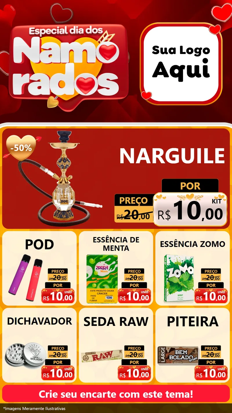 Modelo de Rede Social para Stories com o tema Especial Dia dos Namorados para Tabacaria