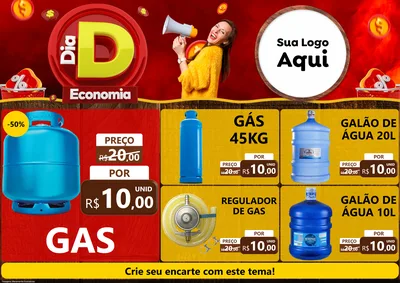Modelo de Encarte para Encarte A4 Horizontal com o tema Dia D Economia para Água e gás
