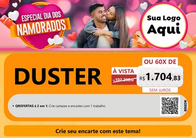 Modelo de Cartaz para Cartaz A4 Horizontal com o tema Especial Dia dos Namorados para Concessionaria de Carros