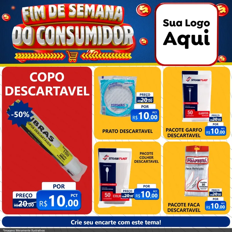 Modelo de Rede Social para Feed Facebook com o tema Fim de Semana do Consumidor para Embalagens