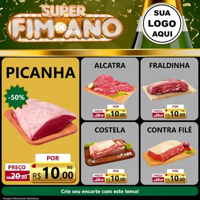 Modelo de Rede Social para Feed Facebook com o tema Super Fim de Ano para Açougue
