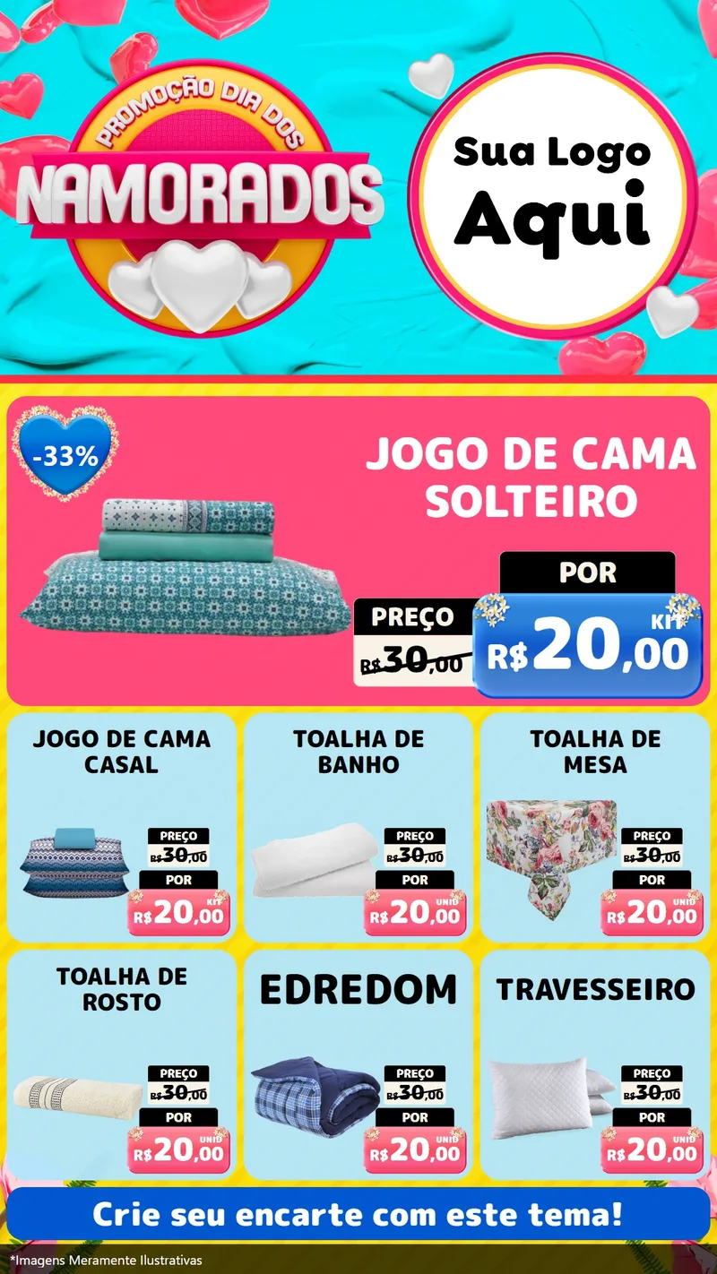 Modelo de Rede Social para Stories com o tema Promoção Dia dos Namorados para Cama, Mesa e Banho