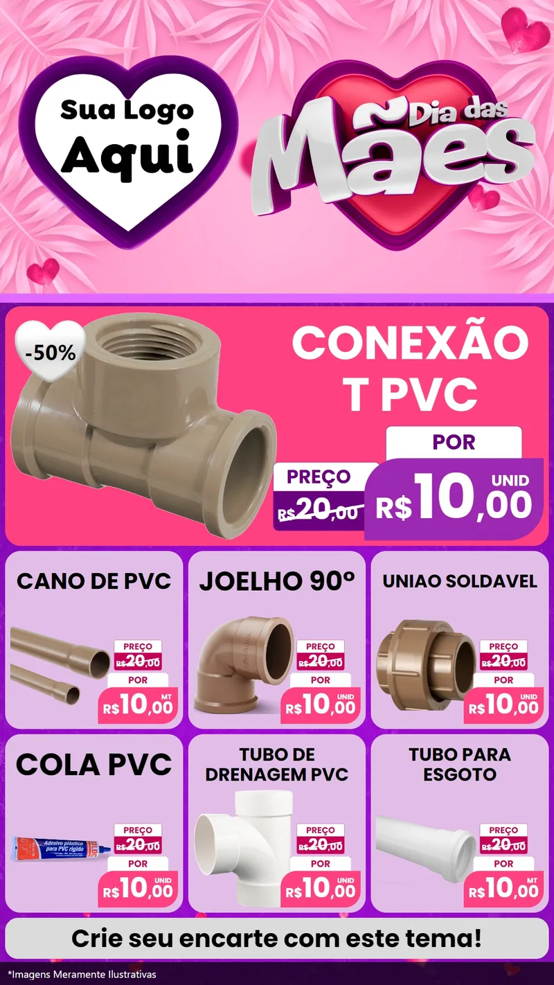Modelo de Rede Social para Stories com o tema Dia das Mães para Tubos e conexões