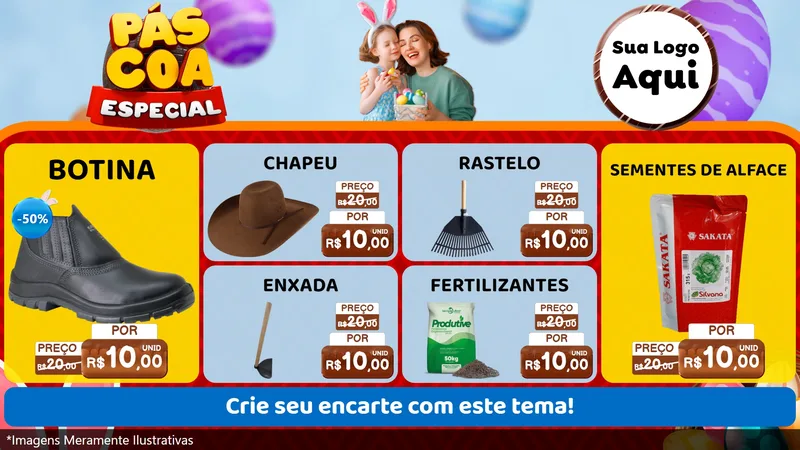 Modelo de TV para TV Horizontal com o tema Páscoa Especial para Agropecuária