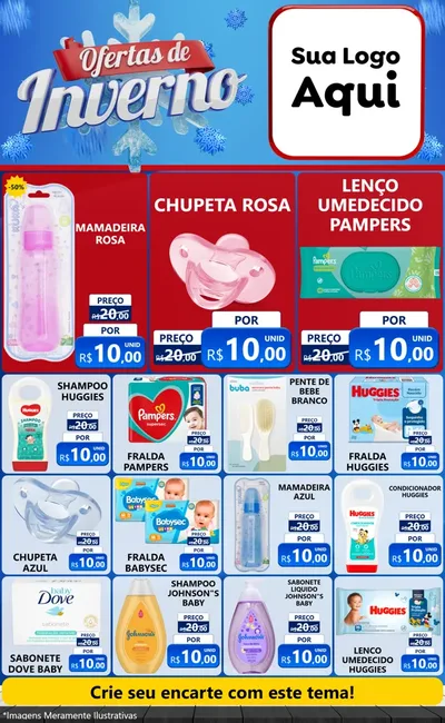 Modelo de Encarte para Encarte Grande com o tema Ofertas de Inverno para Bebês