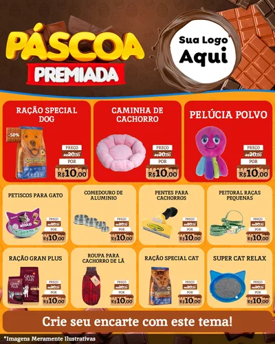 Modelo de Rede Social para Feed Instagram com o tema Páscoa Premiada para Pet Shop