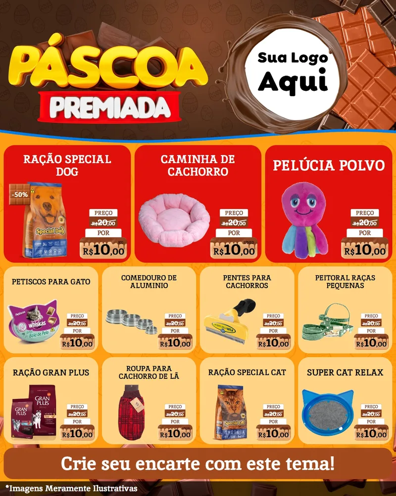 Modelo de Rede Social para Feed Instagram com o tema Páscoa Premiada para Pet Shop