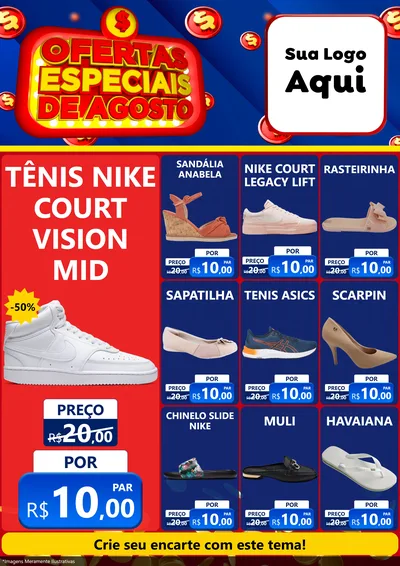 Modelo de Encarte para Encarte A4 Vertical com o tema Ofertas Especiais de Agosto para Calçados