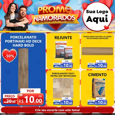 Modelo de Rede Social para Feed Facebook com o tema Promo dos Namorados para Pisos e revestimentos
