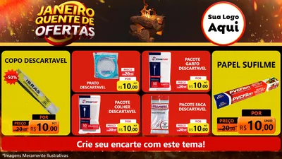 Modelo de TV para TV Horizontal com o tema Janeiro Quente de Ofertas para Embalagens