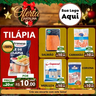 Modelo de Rede Social para Feed Facebook com o tema Ofertas Natalina para Peixaria