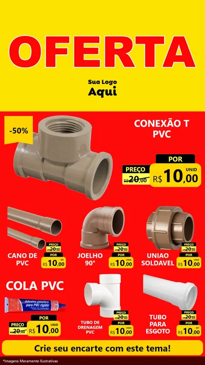 Modelo de Rede Social para Stories com o tema OFERTA - Vermelho Cartaz para Tubos e conexões