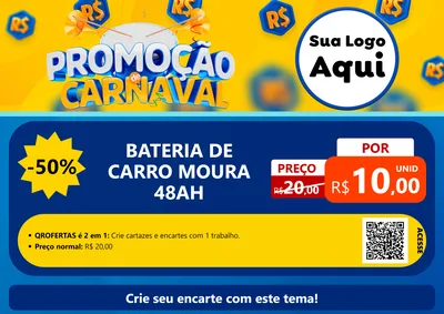 Modelo de Cartaz para Cartaz A4 Horizontal com o tema Promoção de Carnaval para Baterias Elétricas