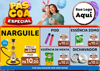 Modelo de Encarte para Encarte A4 Horizontal com o tema Páscoa Especial para Tabacaria