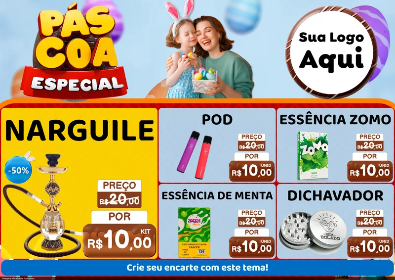 Modelo de Encarte para Encarte A4 Horizontal com o tema Páscoa Especial para Tabacaria