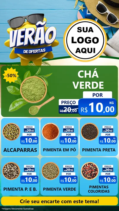 Modelo de Rede Social para Stories com o tema Verão de Ofertas para Produtos Naturais