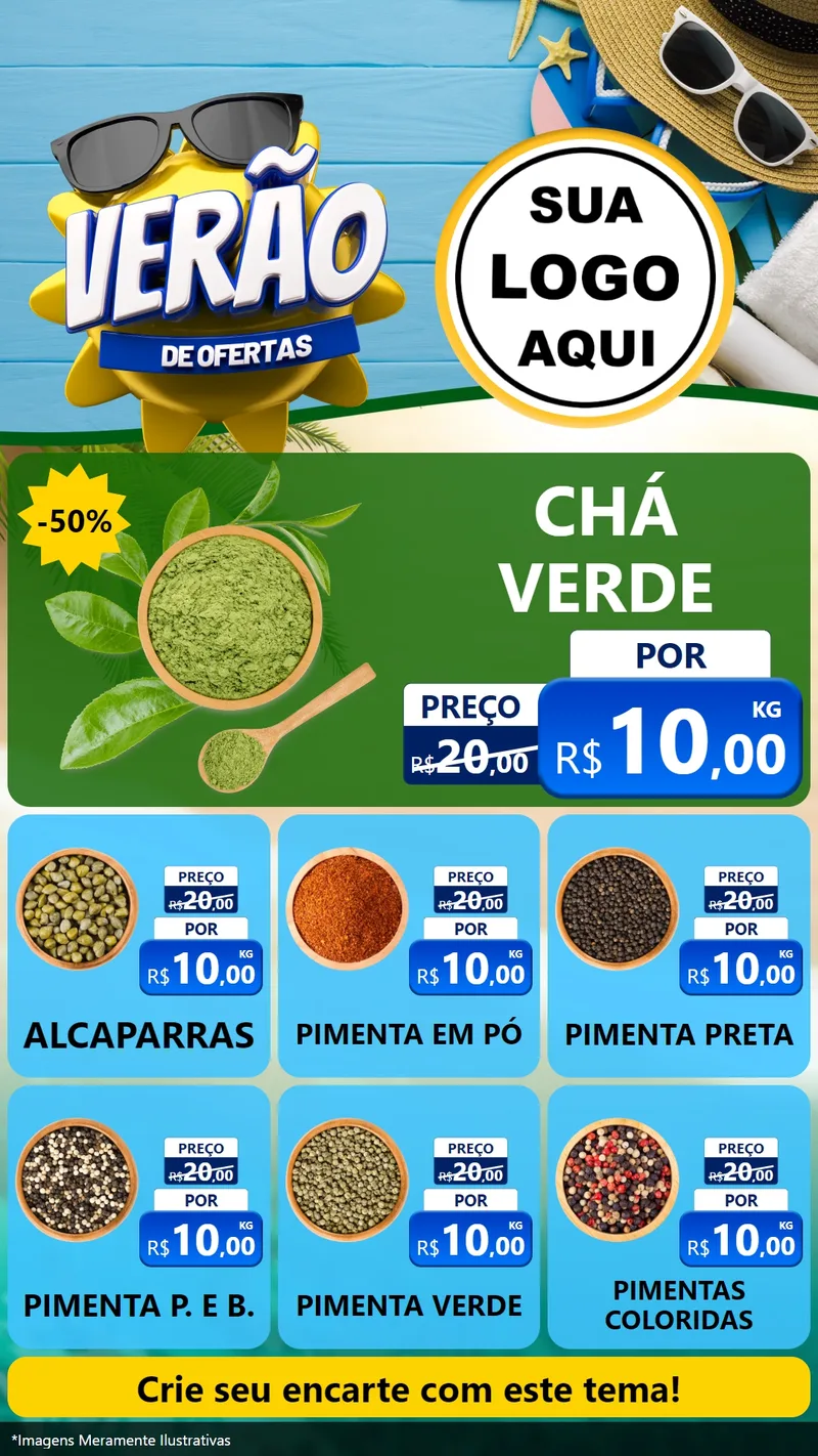 Modelo de Rede Social para Stories com o tema Verão de Ofertas para Produtos Naturais