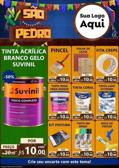 Modelo de Encarte para Encarte A4 Vertical com o tema São Pedro para Tintas e Ferramentas