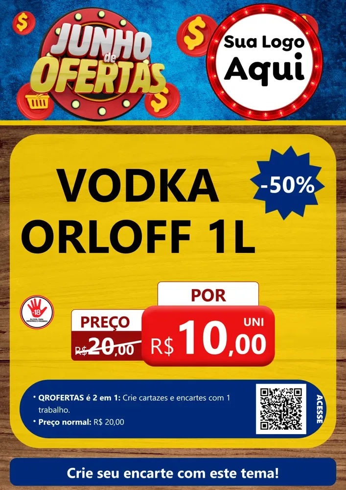Modelo de Cartaz para Cartaz A4 Vertical com o tema Junho de Ofertas para Distribuidora de bebidas