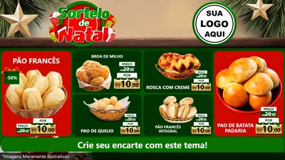 Modelo de TV para TV Horizontal com o tema Sorteio de Natal para Padaria