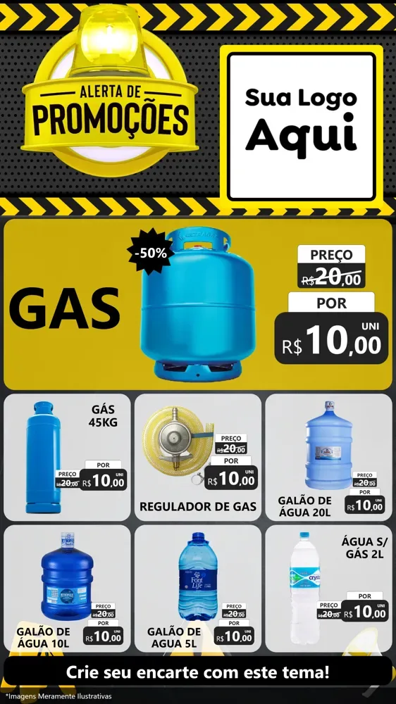 Modelo de Rede Social para Stories com o tema Alerta de Promoções para Água e gás