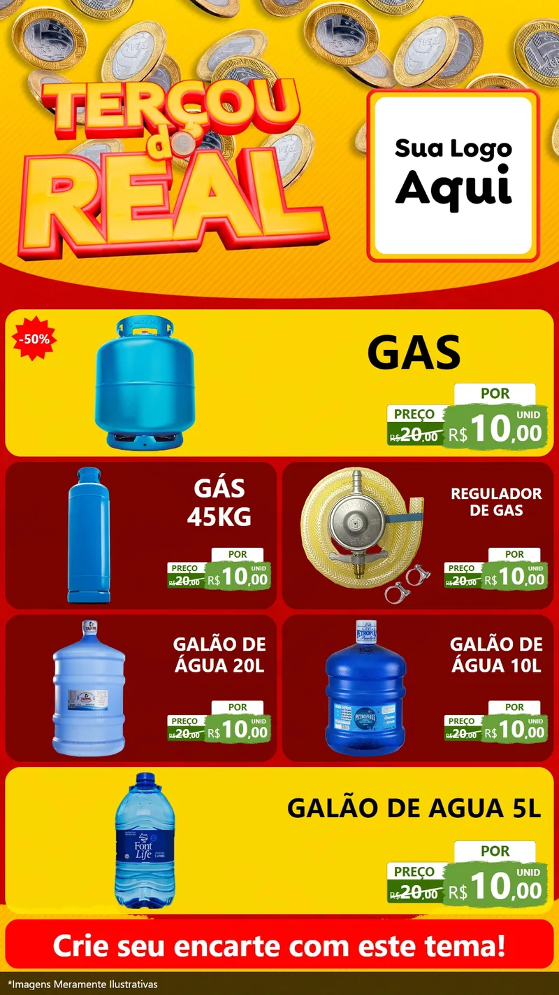 Modelo de TV para TV Vertical com o tema Terçou do Real para Água e gás