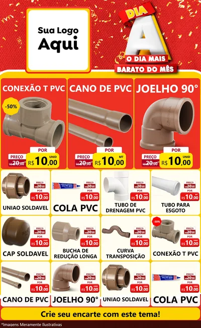Modelo de Encarte para Encarte Grande com o tema Dia A o Dia Mais Barato do Mês para Tubos e conexões